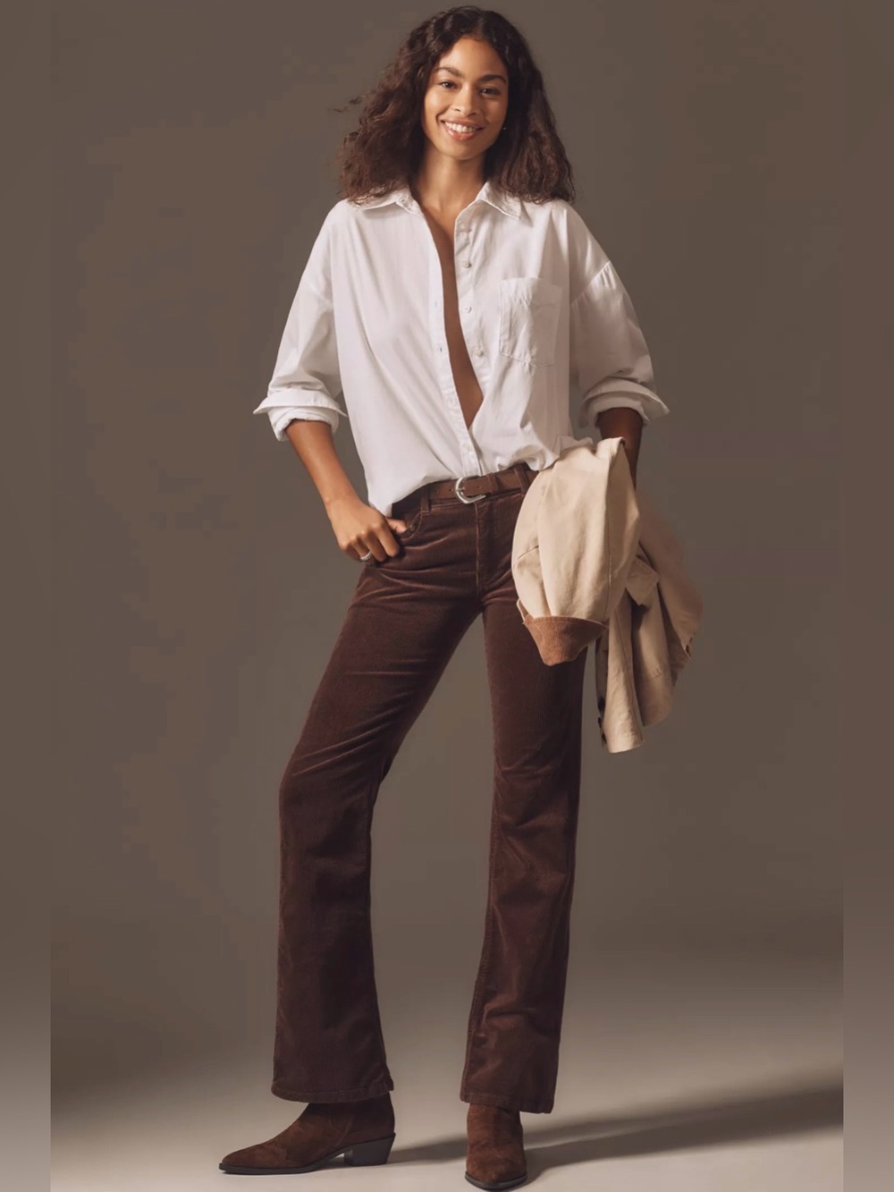 Pilcro Low-Rise Corduroy Flare Jean